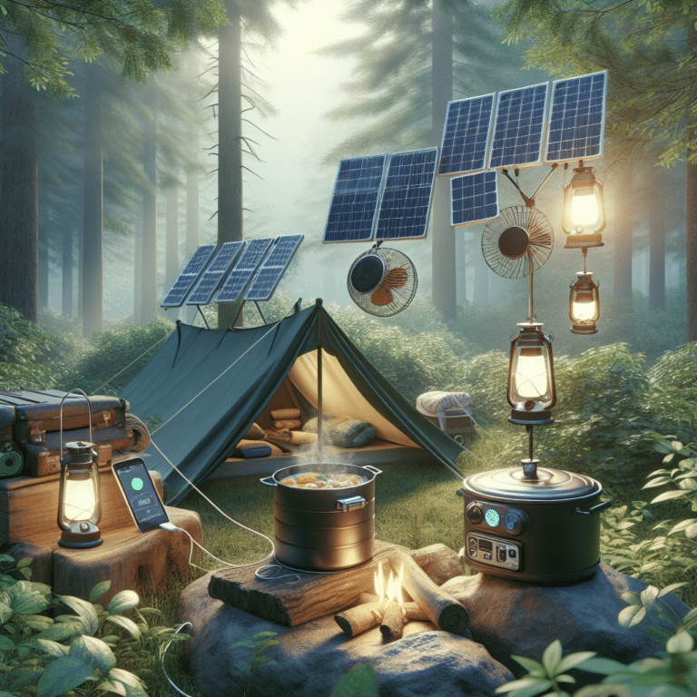 Creative setups for solar gadgets while camping